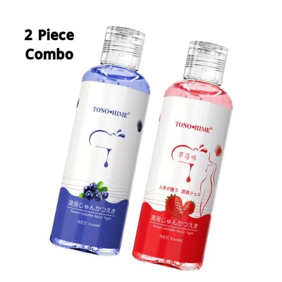 TONO HIME Strawberry, blueberry – 2 Flavor Combo Water-Based Personal Lubricant Gel